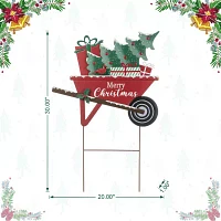 Glitzhome 36" Metal Wagon Christmas Yard Art