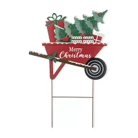 Glitzhome 36" Metal Wagon Christmas Yard Art