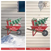 Glitzhome 36" Metal Wagon Christmas Yard Art