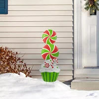 Glitzhome 36.25" Metal Peppermint Christmas Yard Art