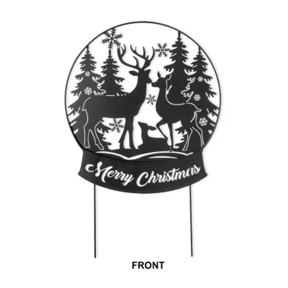 Glitzhome 30" Metal Silhouette Waterglobe Christmas Yard Art