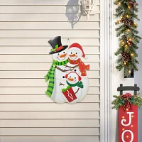 Glitzhome 30" Metal Snowman Family Christmas Yard Art