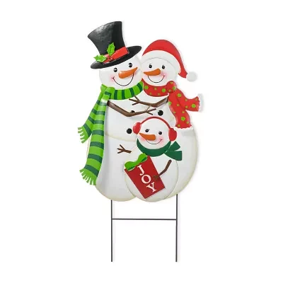 Glitzhome 30" Metal Snowman Family Christmas Yard Art