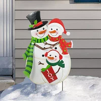 Glitzhome 30" Metal Snowman Family Christmas Yard Art