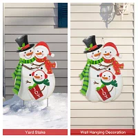 Glitzhome 30" Metal Snowman Family Christmas Yard Art