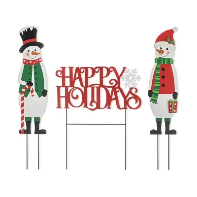 Glitzhome Metal Happy Holidays Christmas Yard Art