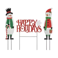 Glitzhome Metal Happy Holidays Christmas Yard Art