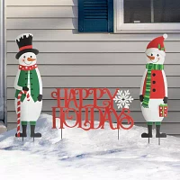 Glitzhome Metal Happy Holidays Christmas Yard Art