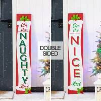 Glitzhome 42" Double Sided Wood Christmas Porch Sign