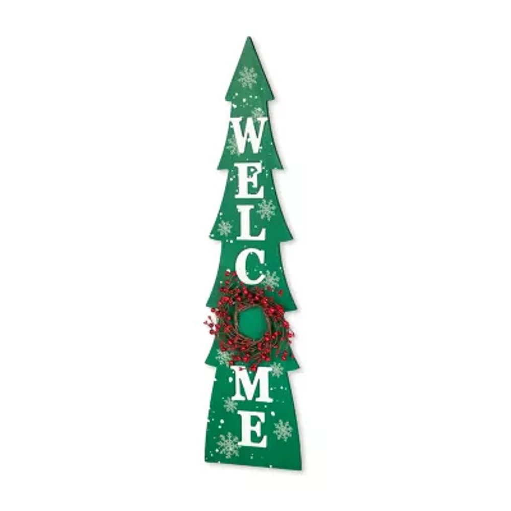 Glitzhome 42" Wood Welcome Christmas Porch Sign