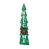 Glitzhome 42" Wood Welcome Christmas Porch Sign