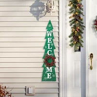 Glitzhome 42" Wood Welcome Christmas Porch Sign