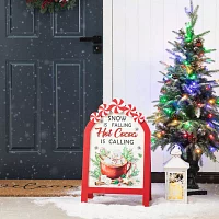 Glitzhome 24.25" Wood Peppermint Easel Christmas Porch Sign