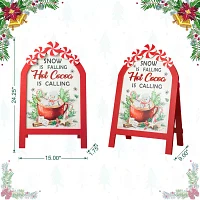 Glitzhome 24.25" Wood Peppermint Easel Christmas Porch Sign