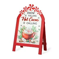 Glitzhome 24.25" Wood Peppermint Easel Christmas Porch Sign