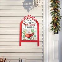 Glitzhome 24.25" Wood Peppermint Easel Christmas Porch Sign