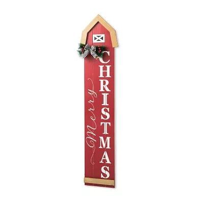 Glitzhome 42" Wooden House Shape Christmas Porch Sign