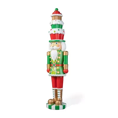 Glitzhome 28" Lighted Resin Nutcracker Christmas Porch Sign