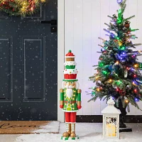 Glitzhome 28" Lighted Resin Nutcracker Christmas Porch Sign