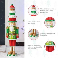 Glitzhome 28" Lighted Resin Nutcracker Christmas Porch Sign