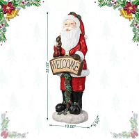 Glitzhome 28" Santa Christmas Porch Sign