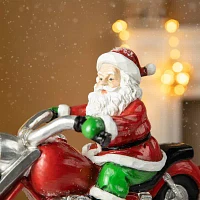 Glitzhome 11.75" Santa With Motorcycle Christmas Tabletop Decor