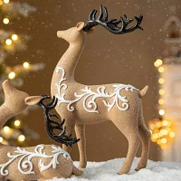 Glitzhome Resin Christmas Reindeer 2-pc. Christmas Tabletop Decor