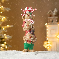 Glitzhome "12.5"" Stacked Gingerbread" Christmas Tabletop Decor