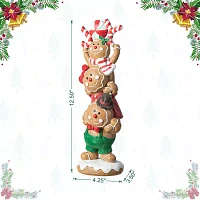 Glitzhome "12.5"" Stacked Gingerbread" Christmas Tabletop Decor