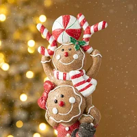 Glitzhome "12.5"" Stacked Gingerbread" Christmas Tabletop Decor