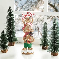 Glitzhome "12.5"" Stacked Gingerbread" Christmas Tabletop Decor