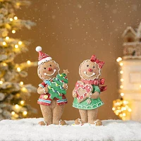 Glitzhome 2-pc. "9.75"" Resin Gingerbread" Christmas Tabletop Decor