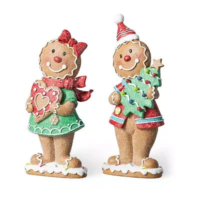 Glitzhome 2-pc. "9.75"" Resin Gingerbread" Christmas Tabletop Decor