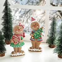 Glitzhome 2-pc. "9.75"" Resin Gingerbread" Christmas Tabletop Decor