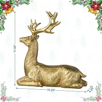Glitzhome "11"" Resin Lying Reindeer" Christmas Tabletop Decor