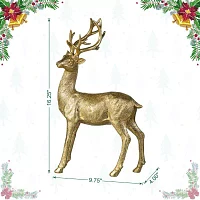 Glitzhome 16.25" Resin Standing Reindeer Christmas Tabletop Decor