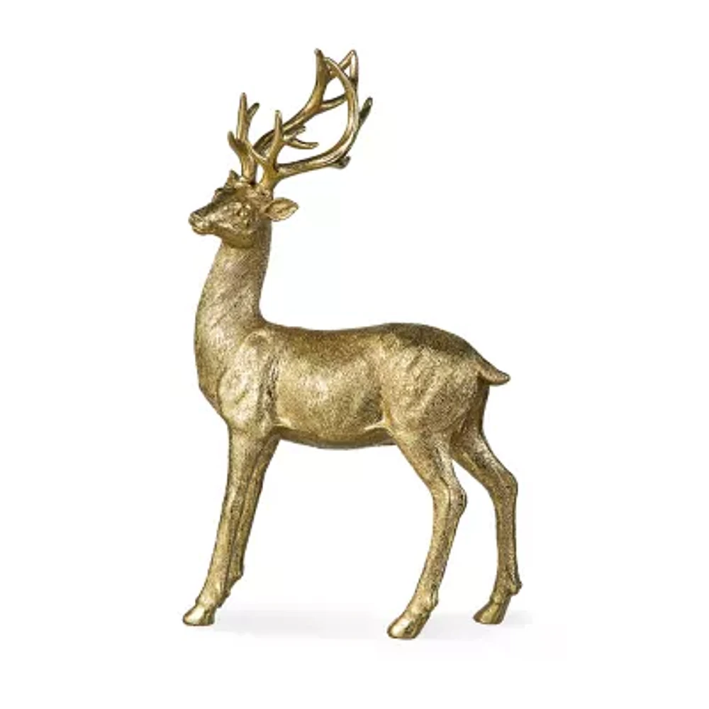 Glitzhome 16.25" Resin Standing Reindeer Christmas Tabletop Decor