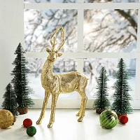 Glitzhome 16.25" Resin Standing Reindeer Christmas Tabletop Decor