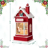 Glitzhome 10.5" Lighted Santa'S Workshop SnowGlobes