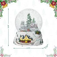 Glitzhome 8" Snowflakes Village SnowGlobes