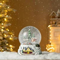 Glitzhome 8" Snowflakes Village SnowGlobes