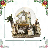 Glitzhome 8.25" Snowflakes Nativity SnowGlobes