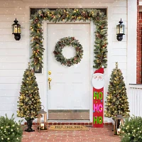 Glitzhome 54" Wood Santa Christmas Porch Sign