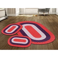 Better Trends Country Stripe Braided 3 Pc Oval Rug Set