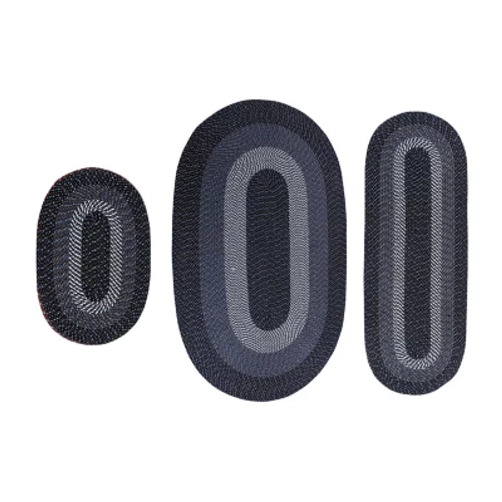 Better Trends Alpine Stripe Braided 3 Pc Oval Rug Set