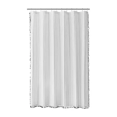 Awesome Home™ Clip Stripe With Tassels Shower Curtain