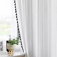 Awesome Home™ Clip Stripe With Tassels Shower Curtain