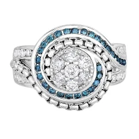 LIMITED QUANTITIES! Womens 1 CT. T.W. Blue Diamond Sterling Silver Cocktail Ring