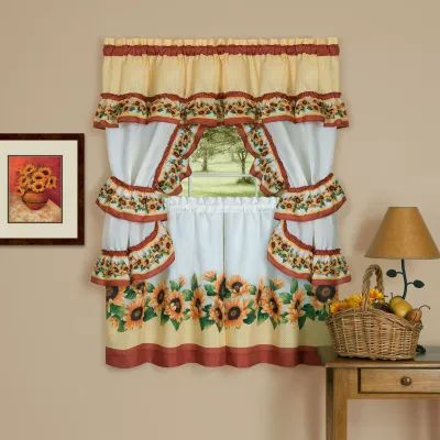 Black Eyed Susan 3-pc. Rod Pocket Kitchen Curtain Window Set