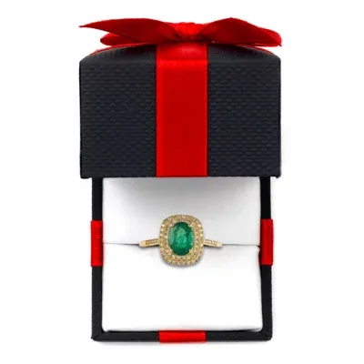Womens Genuine Emerald & 1/ CT. T.W. Diamond 10K Gold Cocktail Ring